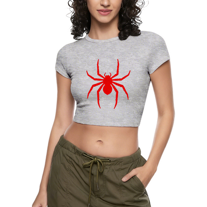 Red Spider Gothic Punk Black Crop Top ¨C Dark Aesthetic Slim Baby Tee