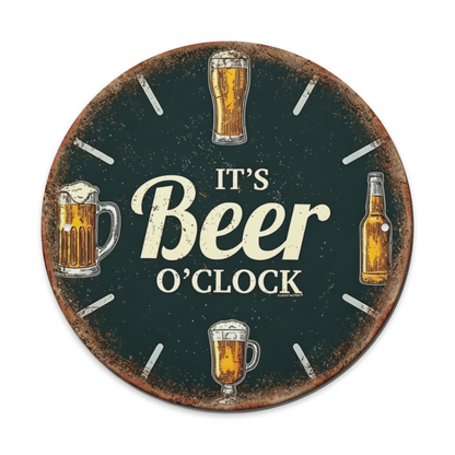 It¡¯s Beer O¡¯Clock Vintage Round Tin Sign Beer Mug Bar Wall Decor Plaque