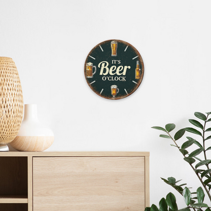 It¡¯s Beer O¡¯Clock Vintage Round Tin Sign Beer Mug Bar Wall Decor Plaque