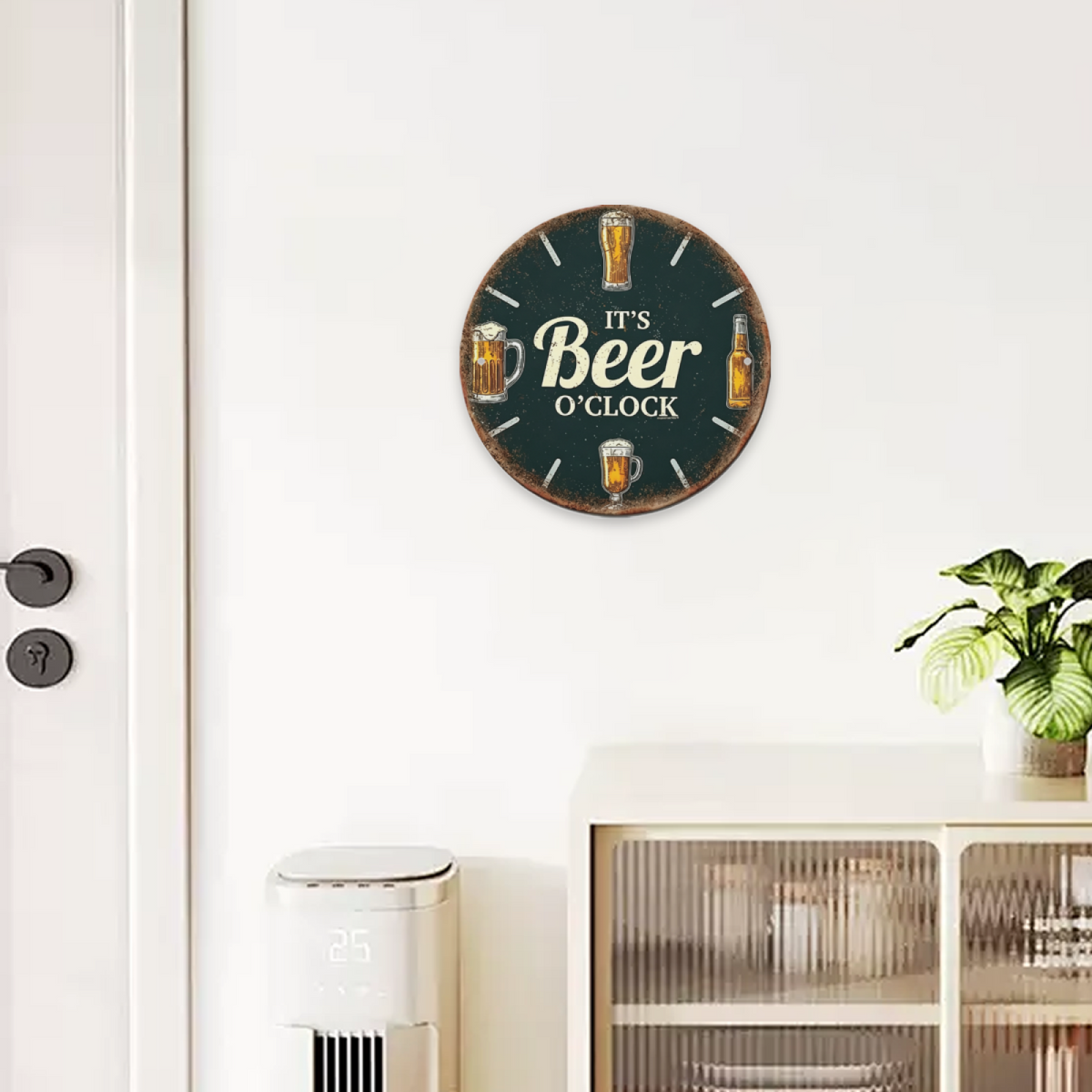 It¡¯s Beer O¡¯Clock Vintage Round Tin Sign Beer Mug Bar Wall Decor Plaque