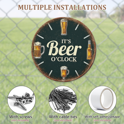 It¡¯s Beer O¡¯Clock Vintage Round Tin Sign Beer Mug Bar Wall Decor Plaque
