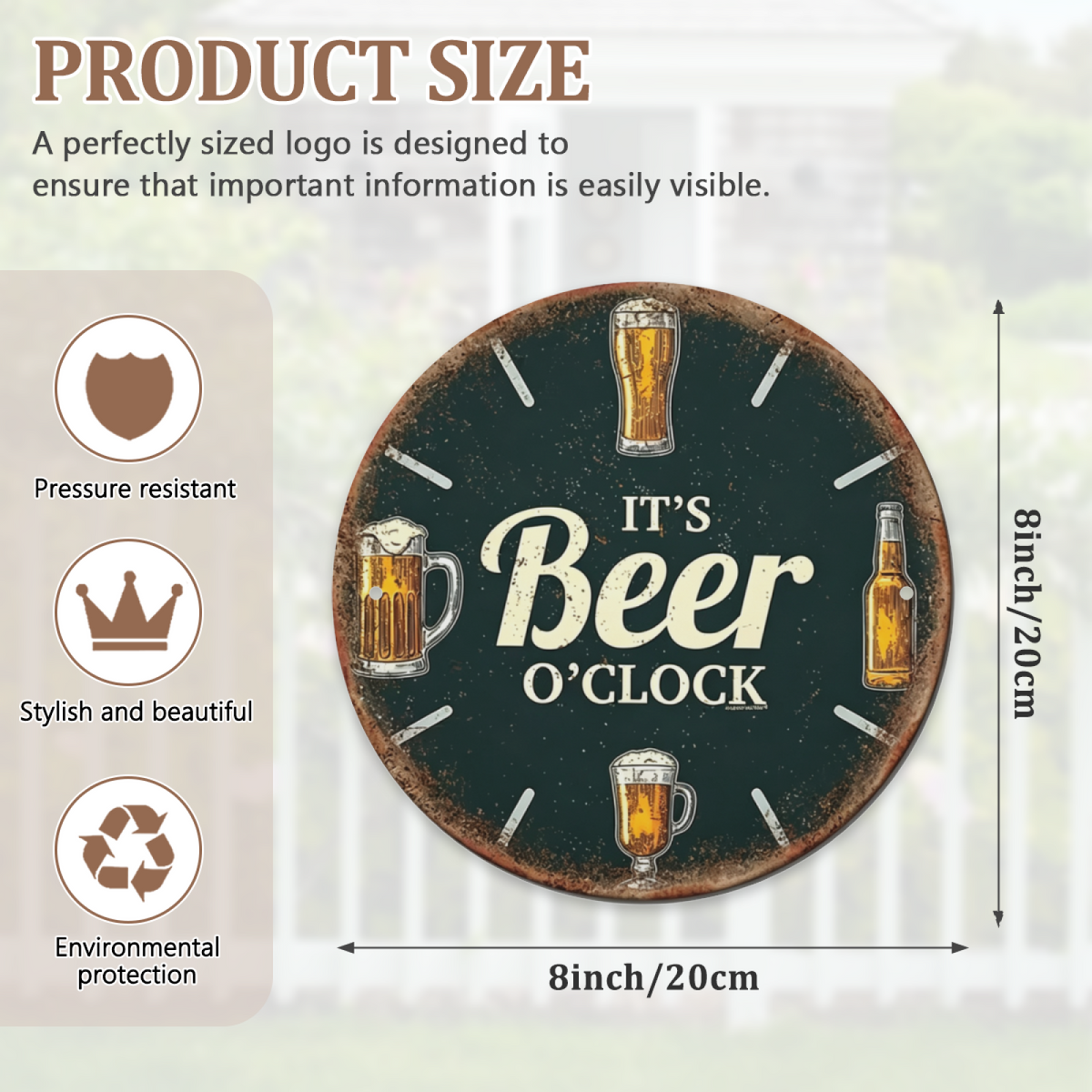 It¡¯s Beer O¡¯Clock Vintage Round Tin Sign Beer Mug Bar Wall Decor Plaque