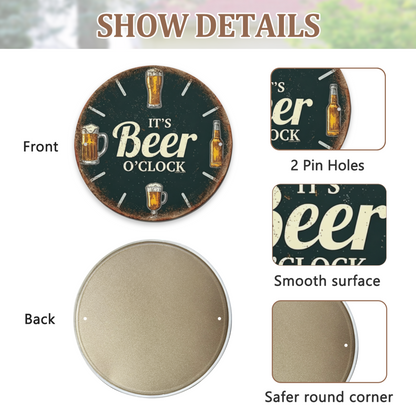 It¡¯s Beer O¡¯Clock Vintage Round Tin Sign Beer Mug Bar Wall Decor Plaque