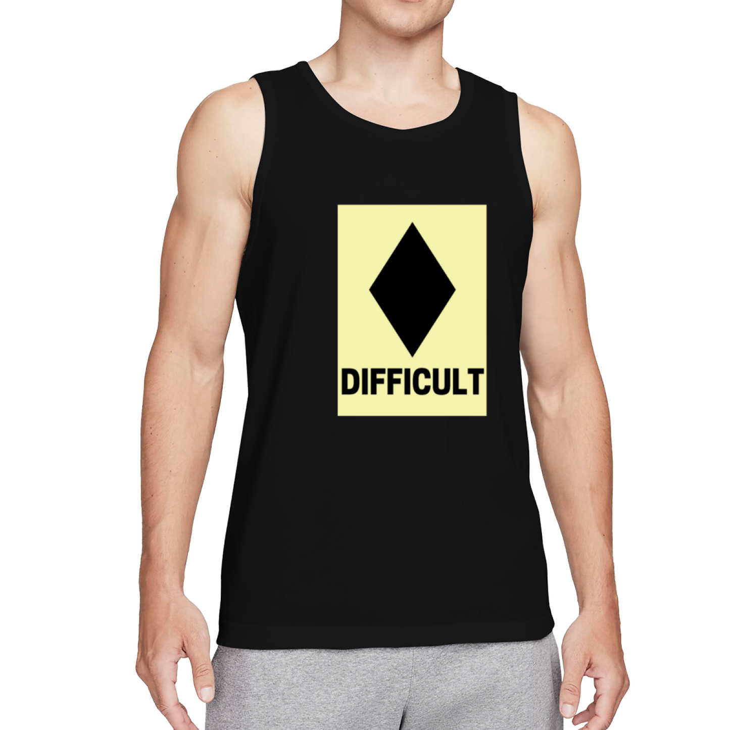 Difficult Black Diamond Ski Slope Warning Sign Men Tank Top