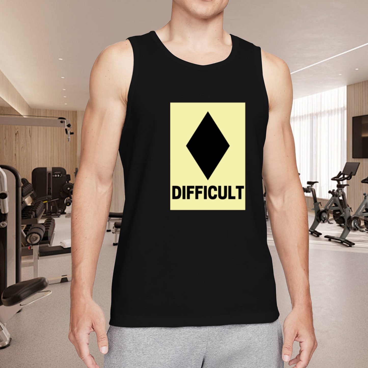 Difficult Black Diamond Ski Slope Warning Sign Men Tank Top