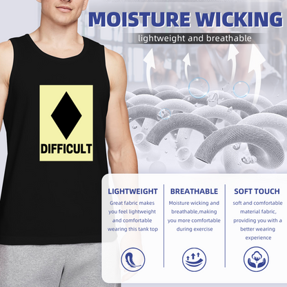 Difficult Black Diamond Ski Slope Warning Sign Men Tank Top