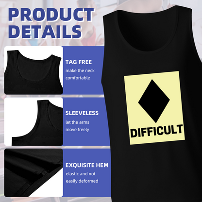 Difficult Black Diamond Ski Slope Warning Sign Men Tank Top