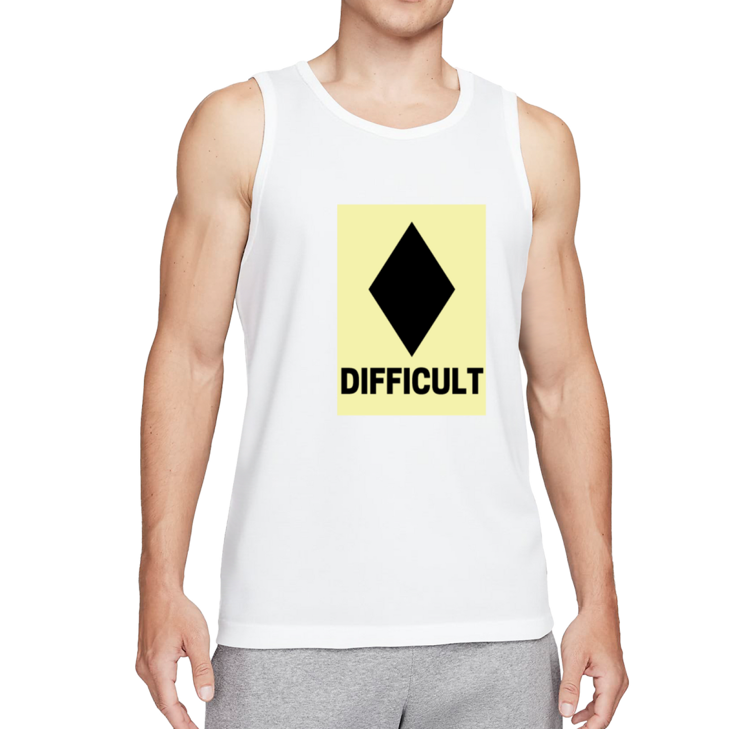 Difficult Black Diamond Ski Slope Warning Sign Men Tank Top