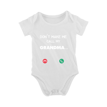 Don¡¯t Make Me Call My Grandma Funny Phone Icon Black Baby Bodysuit