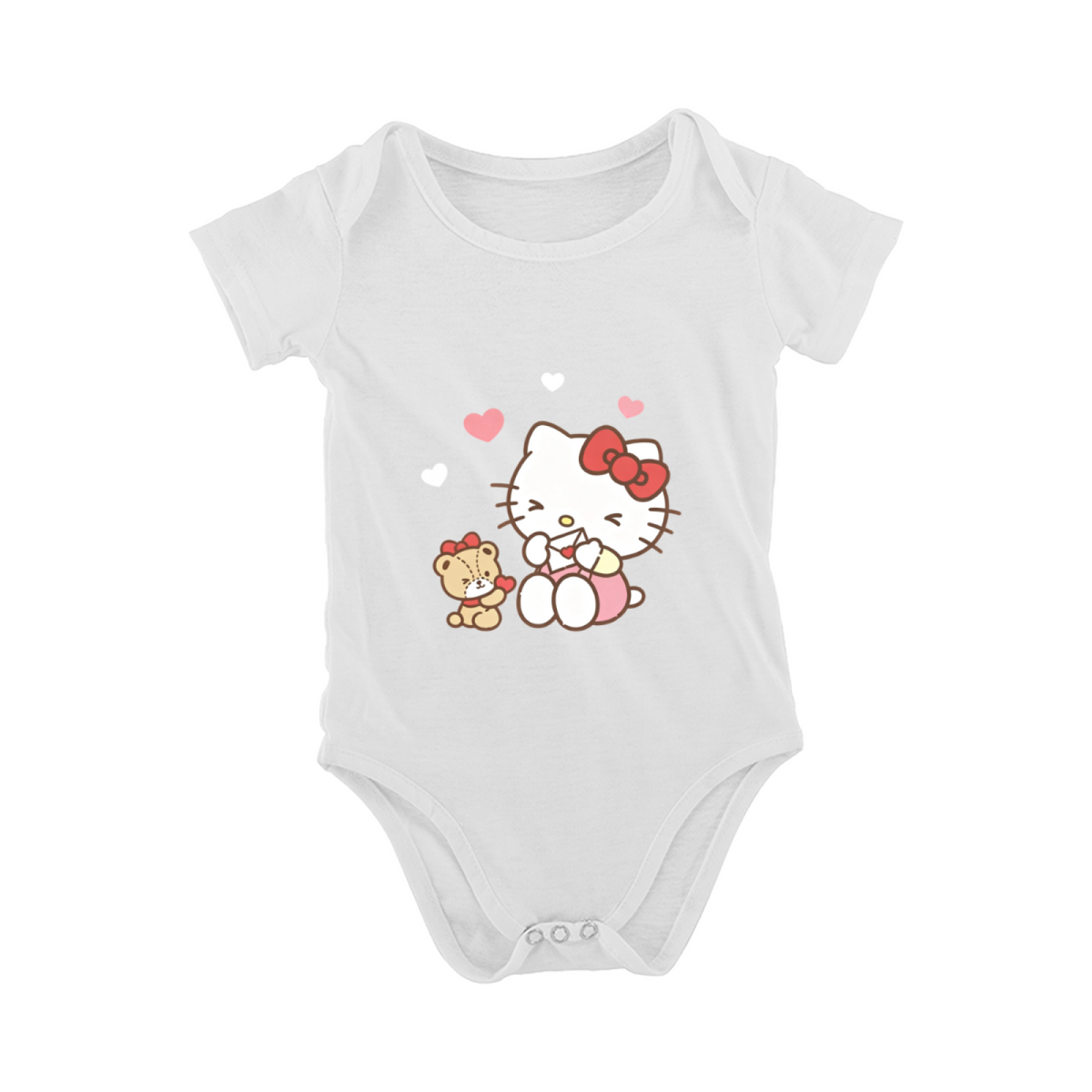 Cute Hello Kitty & Little Bear Heart Black Baby Bodysuit