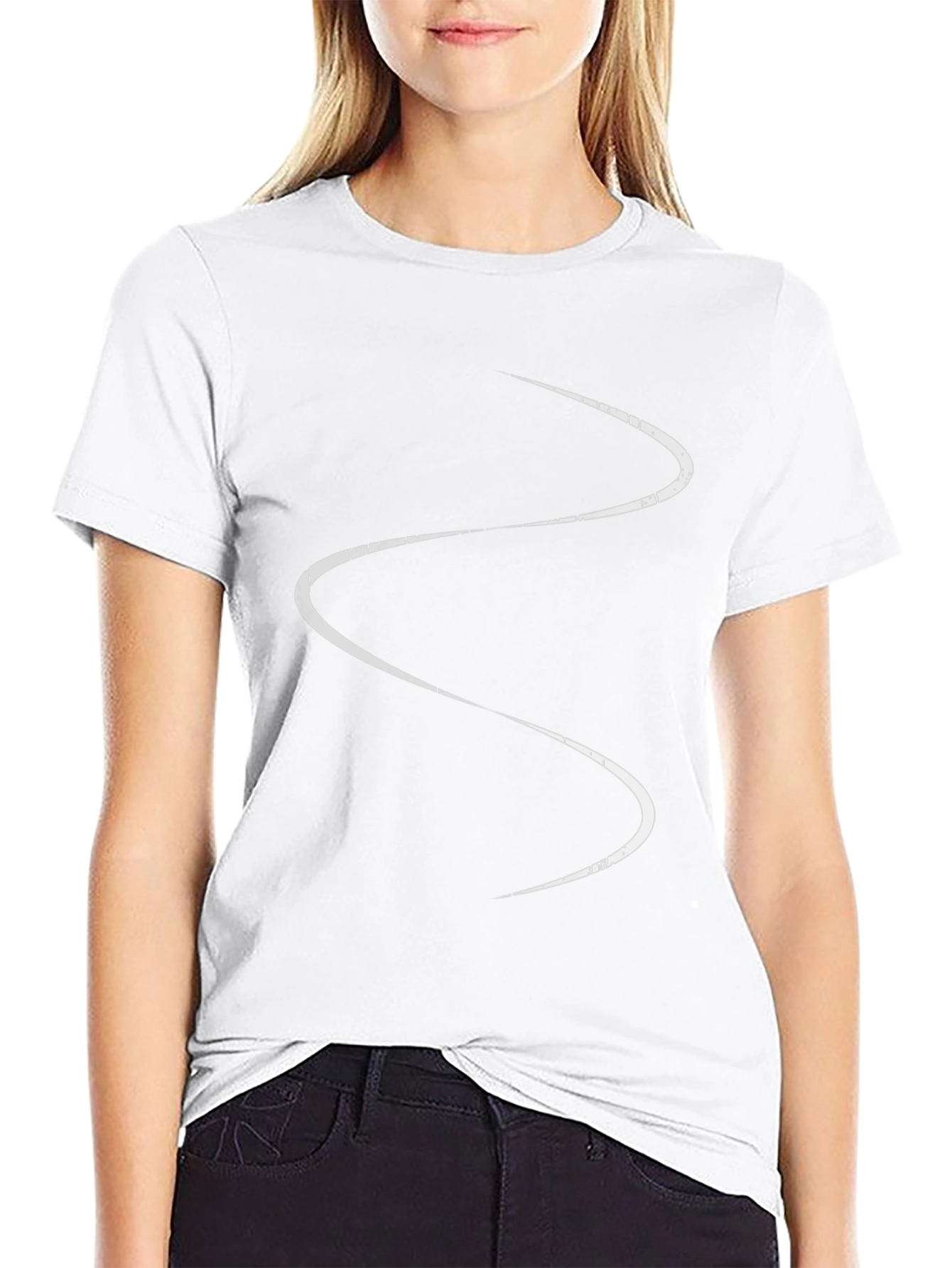 Mens Black T-Shirt with Abstract White Line Design