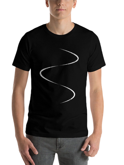 Mens Black T-Shirt with Abstract White Line Design