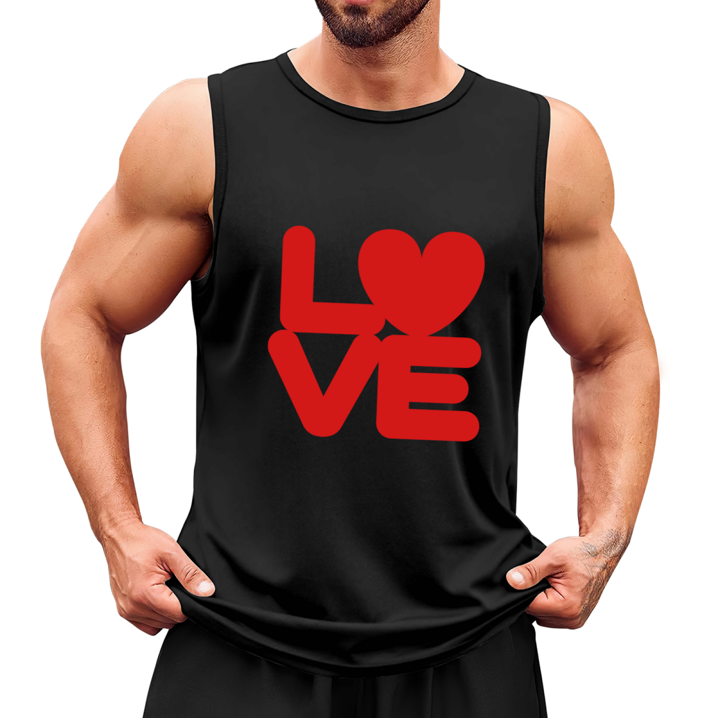 Bold Red Heart LOVE Minimalist Sleeveless Tank