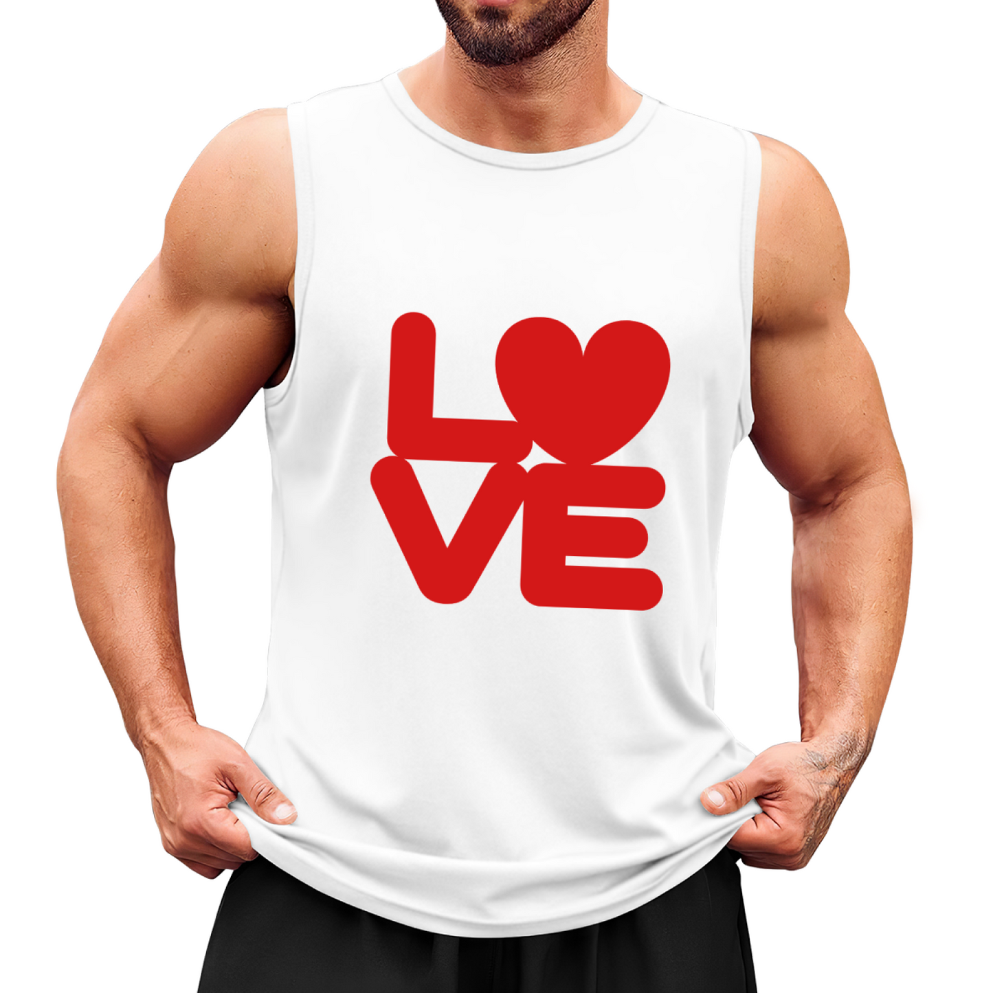 Bold Red Heart LOVE Minimalist Sleeveless Tank