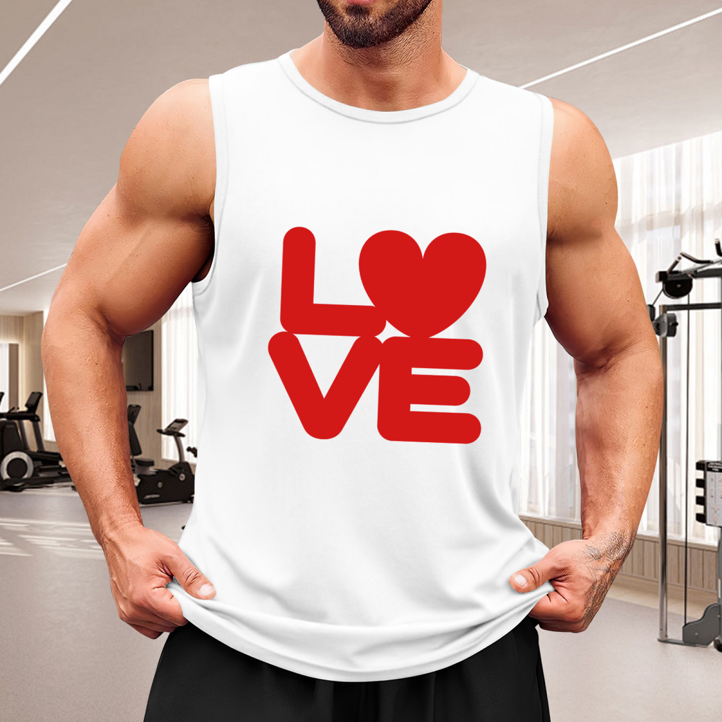 Bold Red Heart LOVE Minimalist Sleeveless Tank
