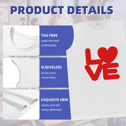 Bold Red Heart LOVE Minimalist Sleeveless Tank