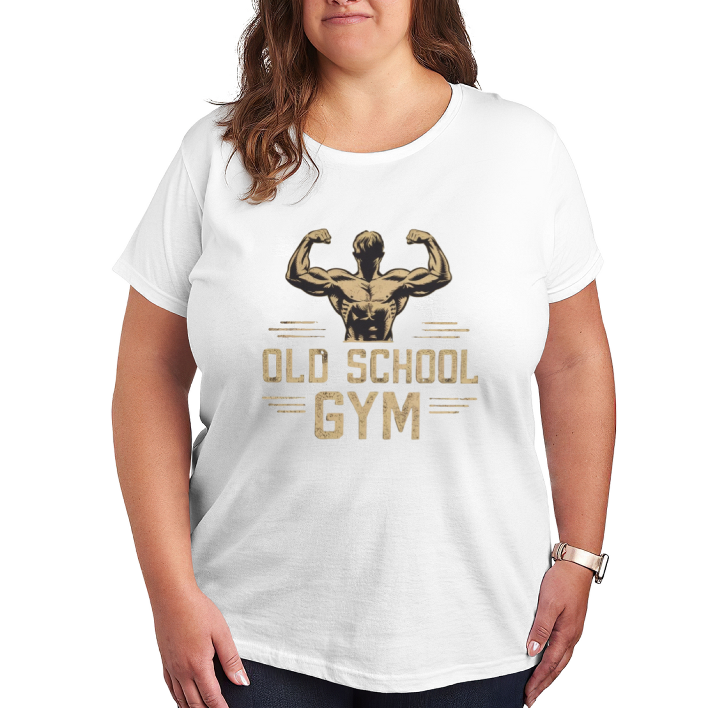 Vintage Old School Gym Muscular Bodybuilder Retro Plus Size Women Printed T-Shirt