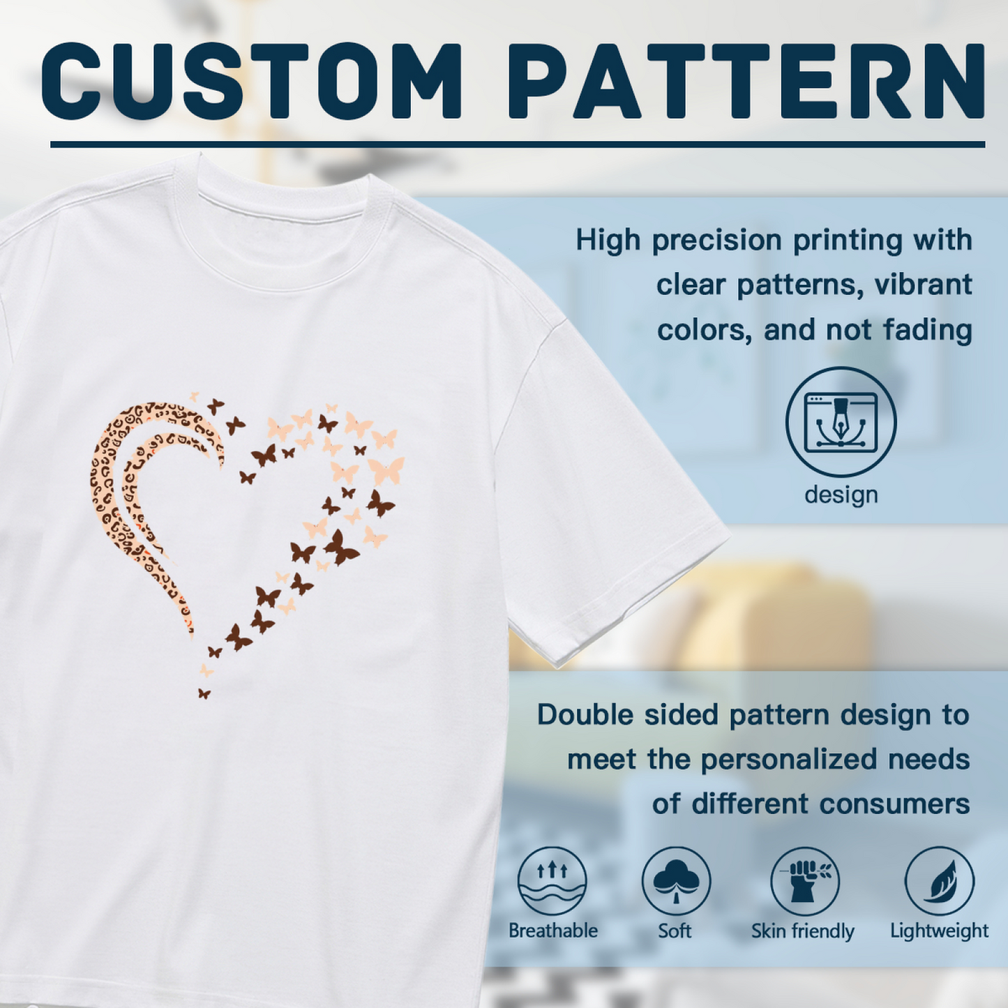 Leopard Print Butterfly Heart Sweet Aesthetic Plus Size Women Printed T-Shirt