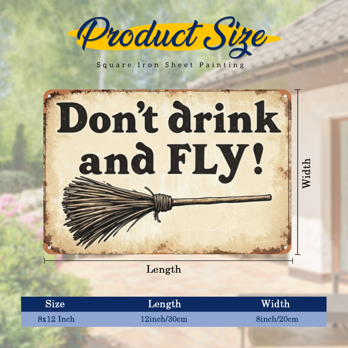 Witch Don¡¯t Drink And Fly Funny Broom Tin Sign