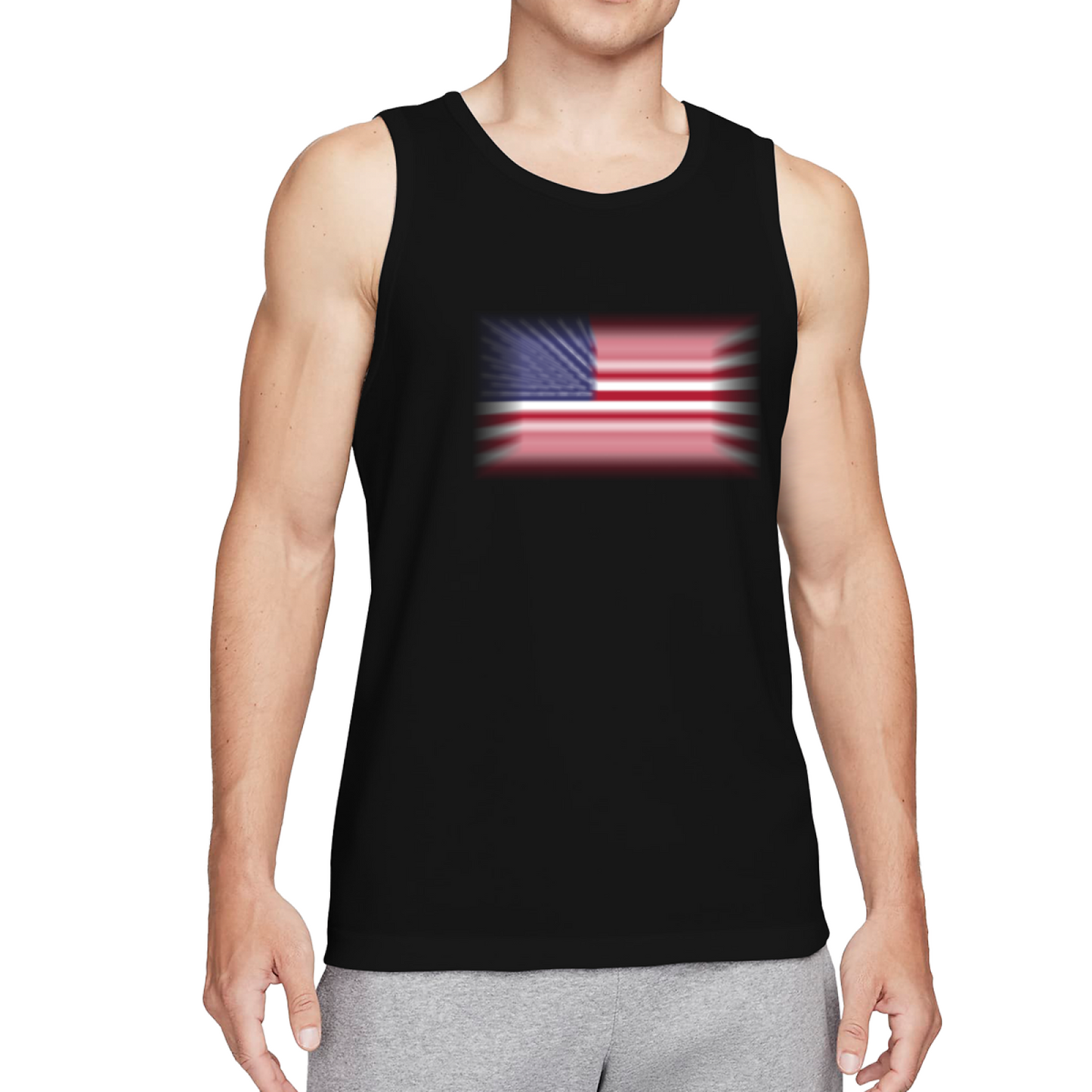 Blurry Vintage American Flag Patriotic Men Tank Top