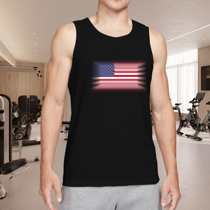 Blurry Vintage American Flag Patriotic Men Tank Top