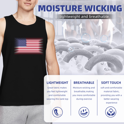 Blurry Vintage American Flag Patriotic Men Tank Top
