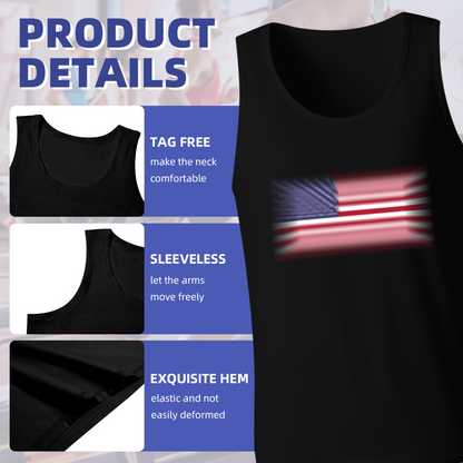 Blurry Vintage American Flag Patriotic Men Tank Top