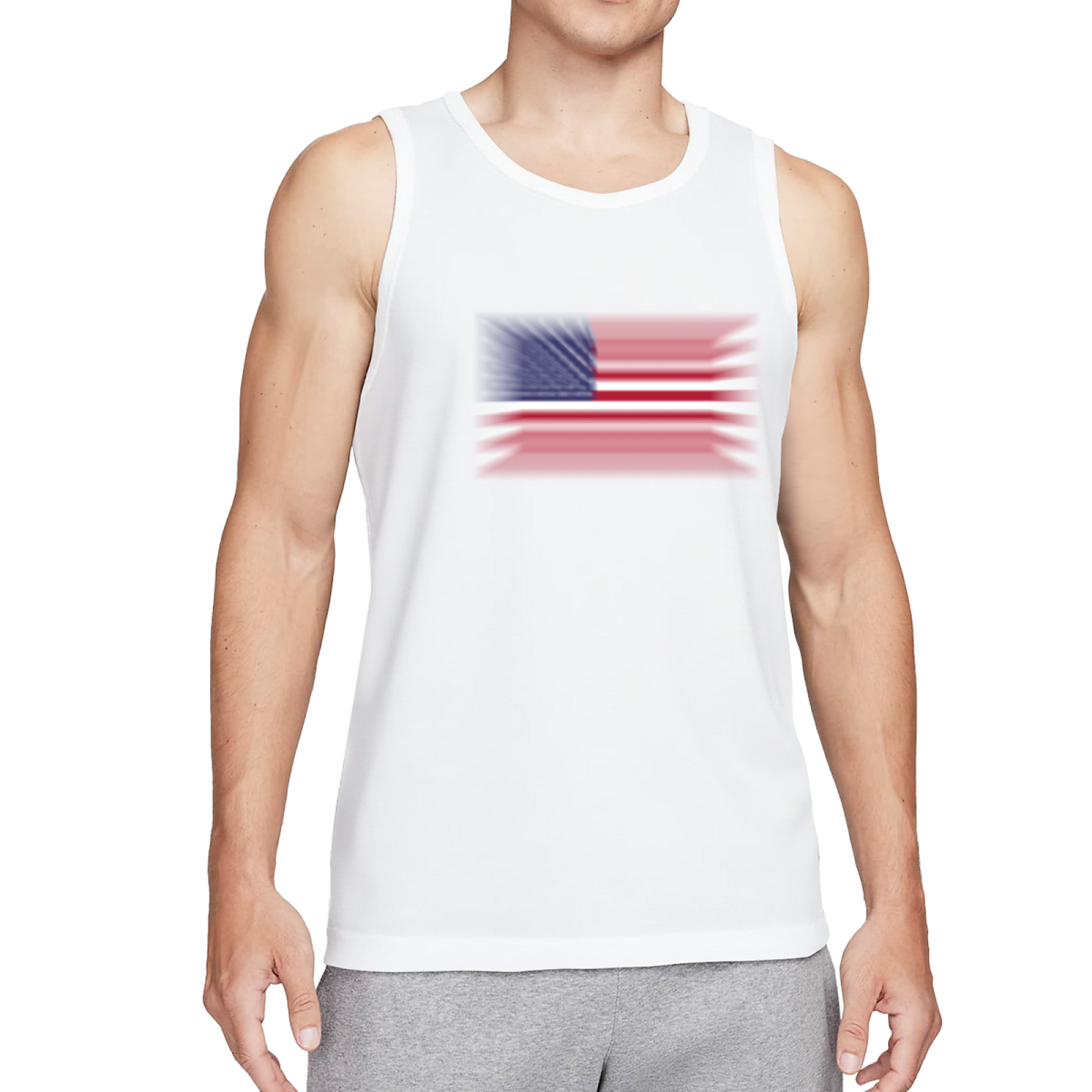 Blurry Vintage American Flag Patriotic Men Tank Top