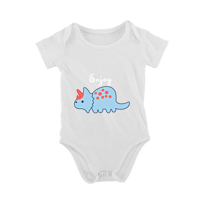 Enjoy Cute Blue Dinosaur Black Infant Bodysuit