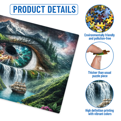 Surreal Fantasy Eye Waterfall Mountain Sailboat Dream Art Puzzle | 300/500/1000 Pieces