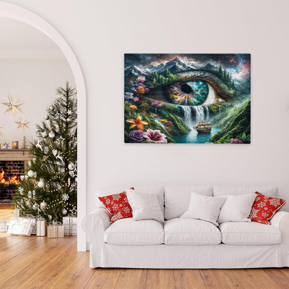 Surreal Fantasy Eye Waterfall Mountain Sailboat Dream Art Puzzle | 300/500/1000 Pieces