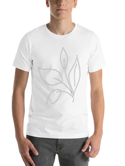 Minimalist Leaf Print Black T-Shirt