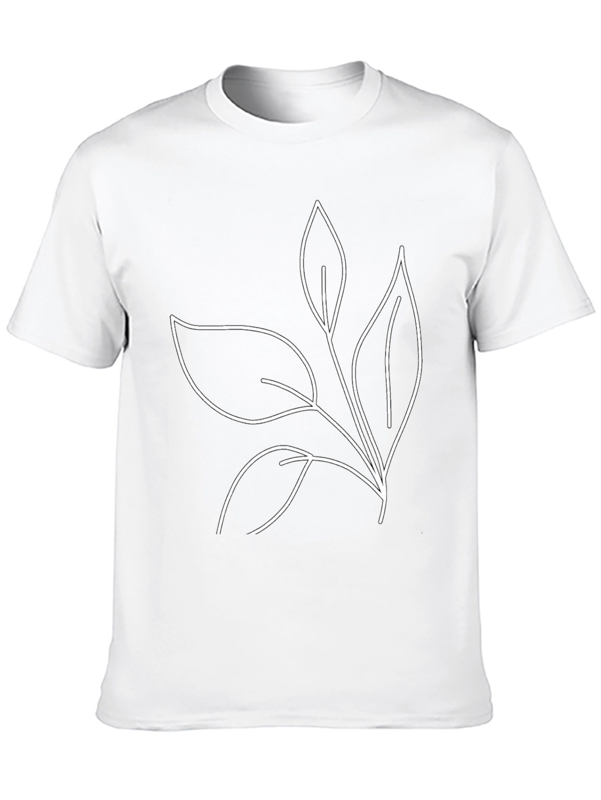 Minimalist Leaf Print Black T-Shirt