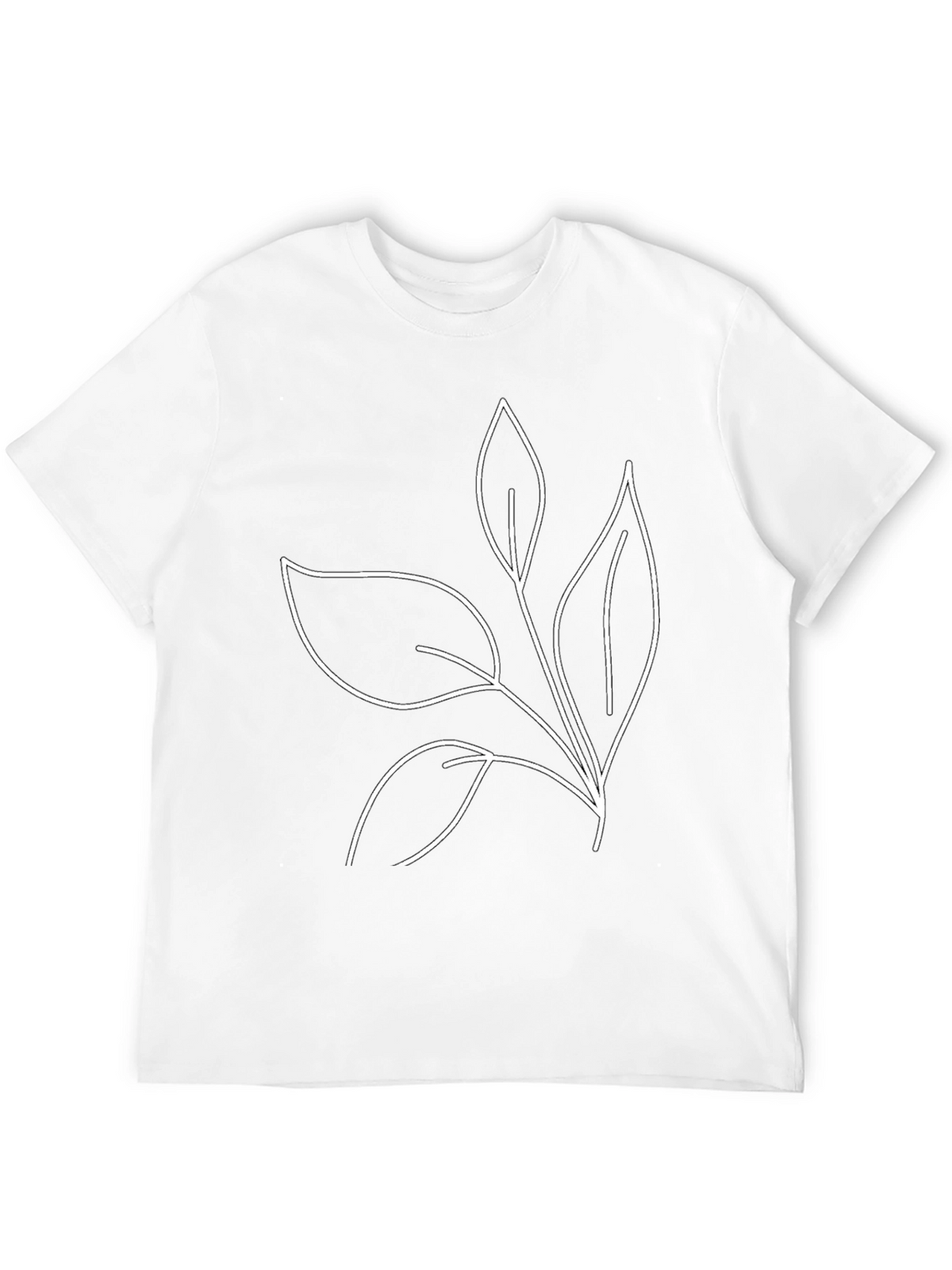 Minimalist Leaf Print Black T-Shirt