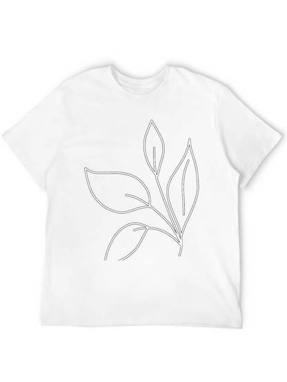 Minimalist Leaf Print Black T-Shirt