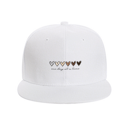 Skin Tone Gradient Hearts One Day At A Time White Flat Hat