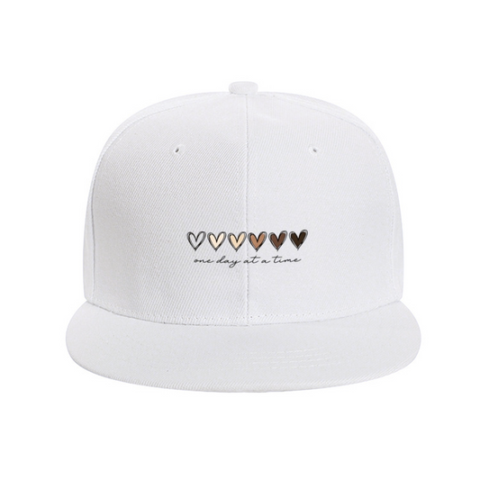 Skin Tone Gradient Hearts One Day At A Time White Flat Hat