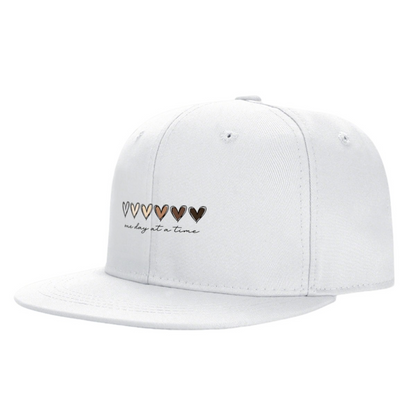 Skin Tone Gradient Hearts One Day At A Time White Flat Hat