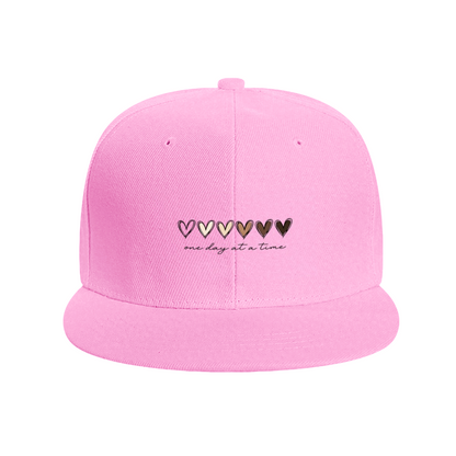 Skin Tone Gradient Hearts One Day At A Time White Flat Hat