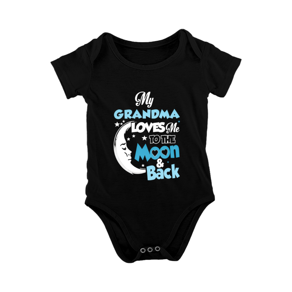 My Grandma Loves Me To The Moon & Back Moon Star Black Onesie