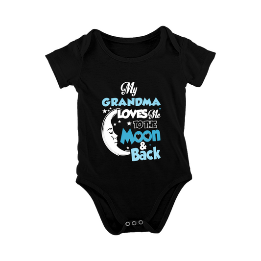 My Grandma Loves Me To The Moon & Back Moon Star Black Onesie
