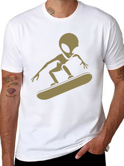 Alien Skateboarder Graphic Tee - Black