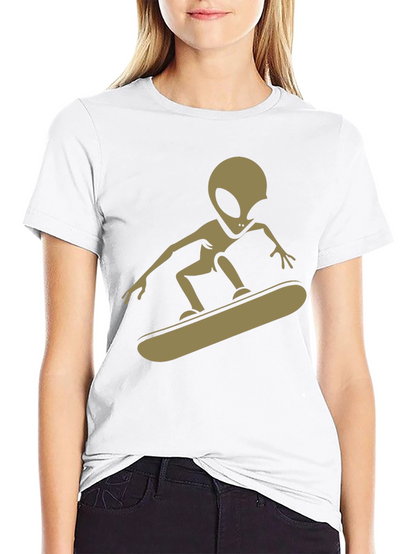 Alien Skateboarder Graphic Tee - Black