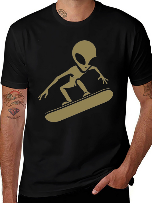 Alien Skateboarder Graphic Tee - Black
