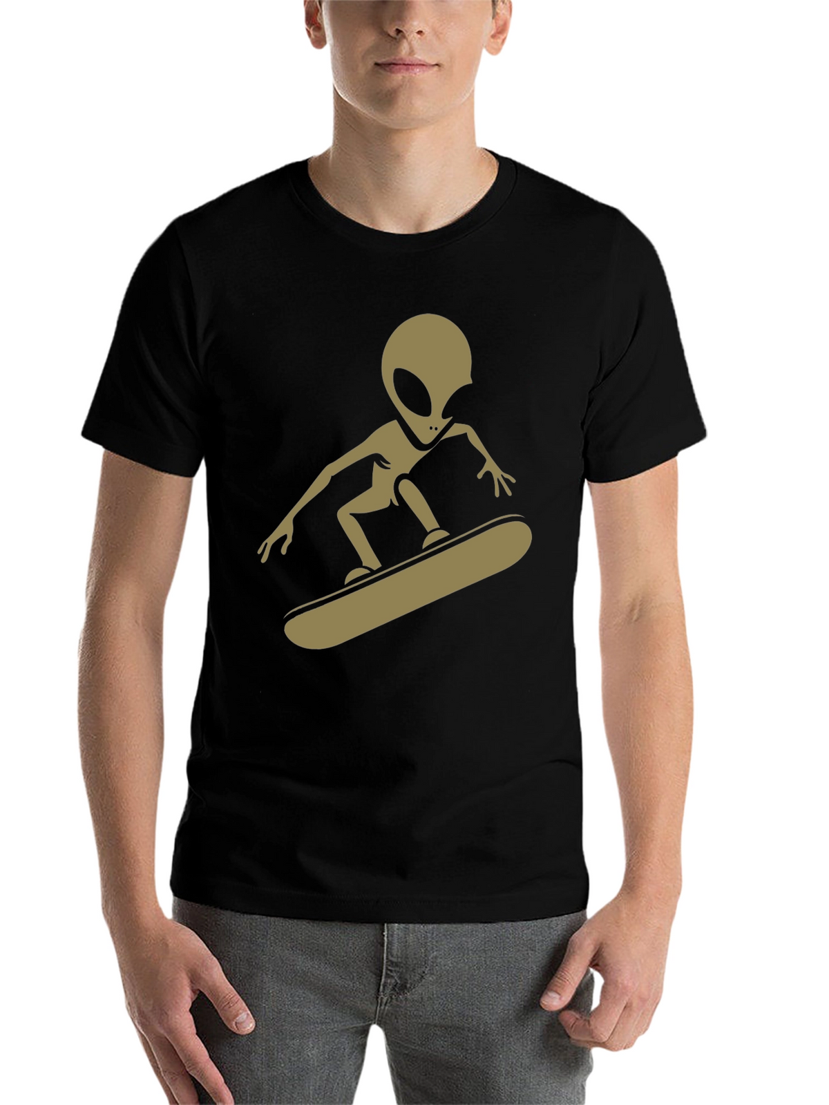 Alien Skateboarder Graphic Tee - Black