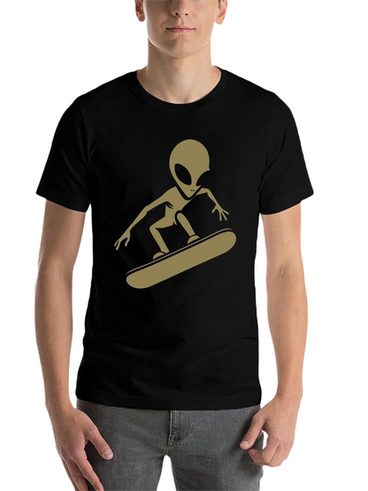 Alien Skateboarder Graphic Tee - Black