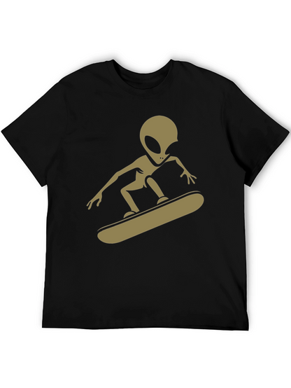Alien Skateboarder Graphic Tee - Black