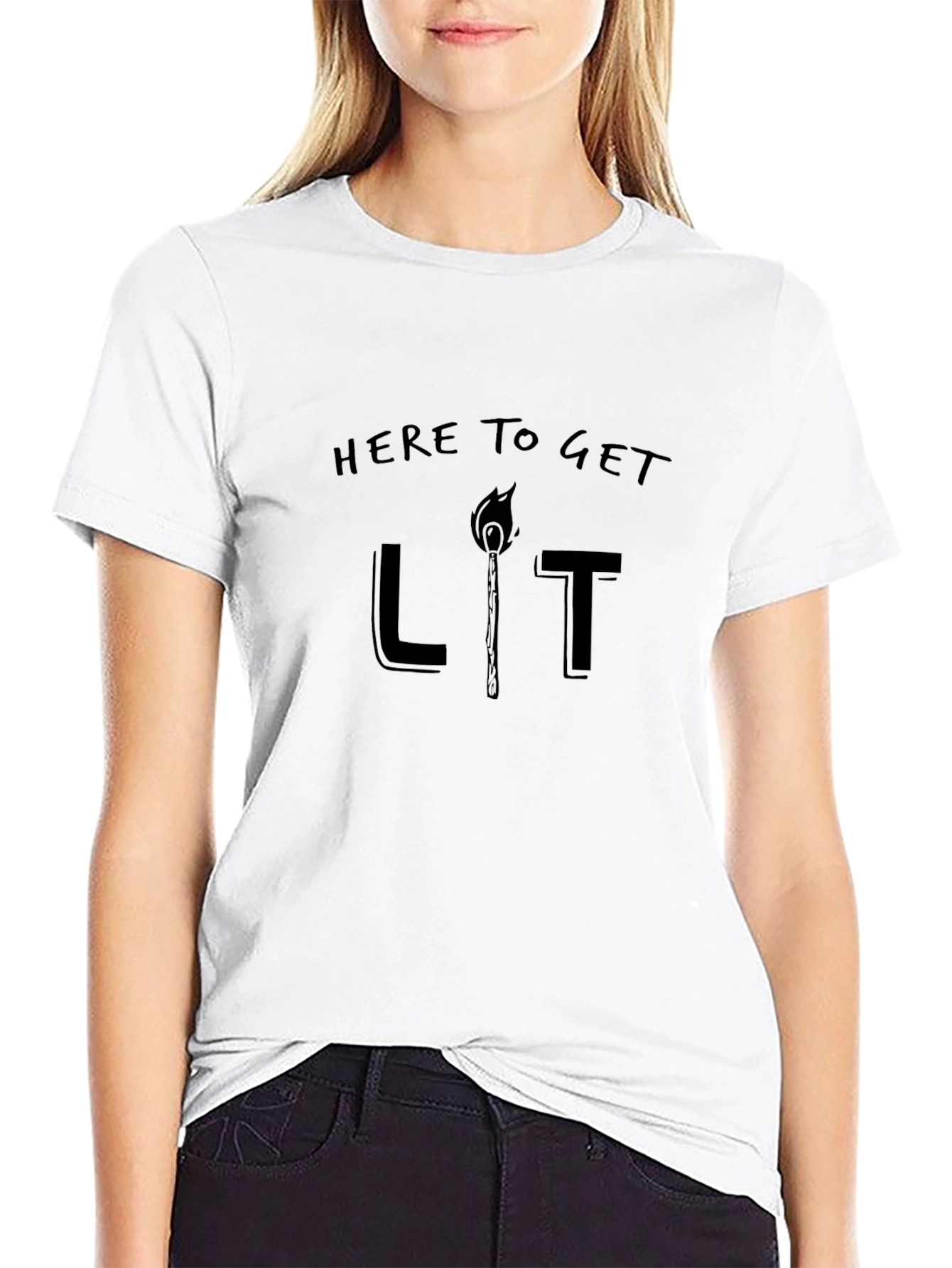 Here to Get Lit T-Shirt - Black Cotton Tee