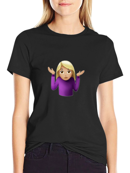 Shrugging Woman Emoji Black T-Shirt