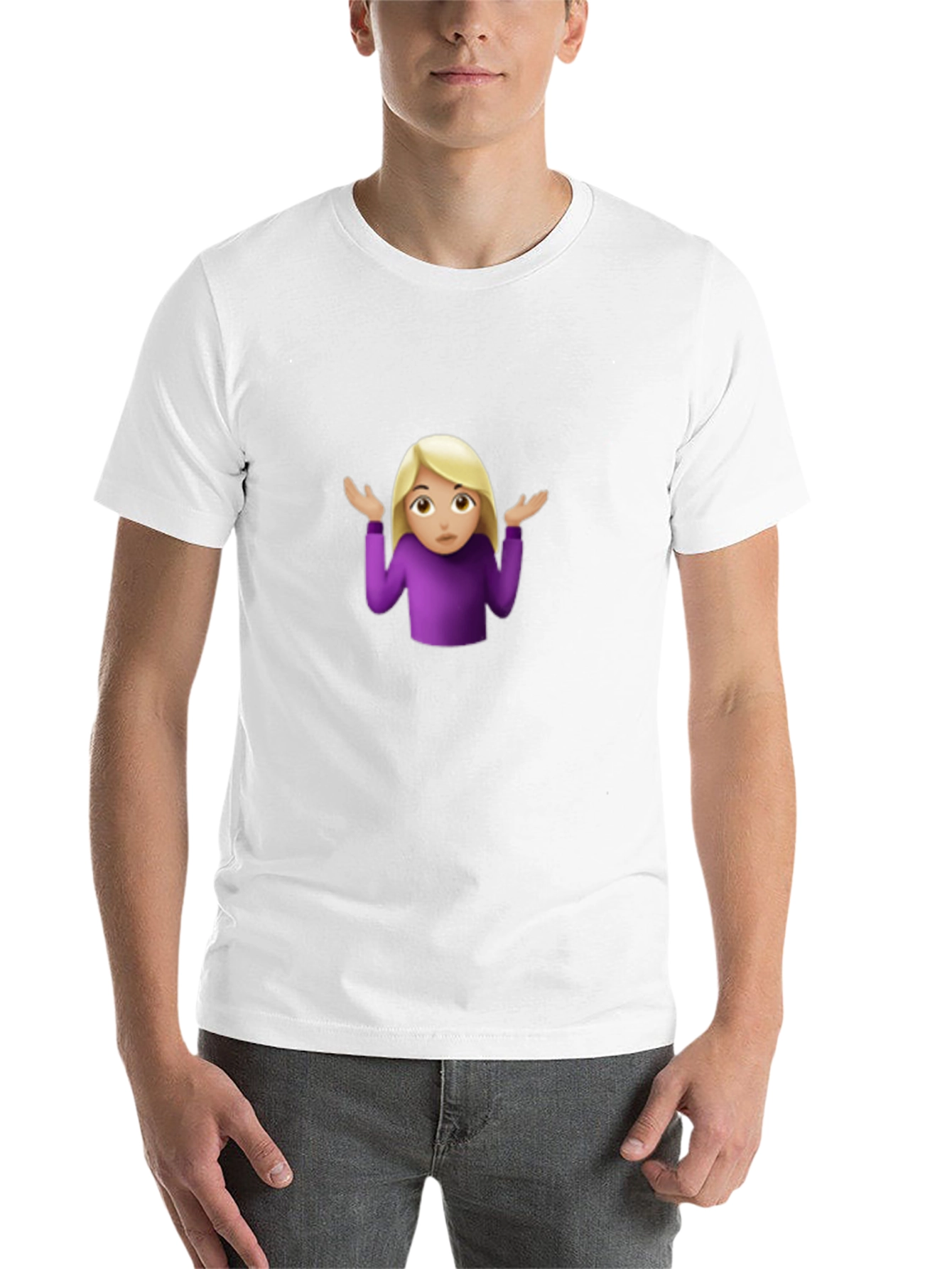 Shrugging Woman Emoji Black T-Shirt